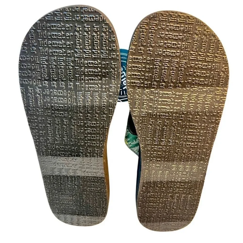 Tidewater Teal Bigfoot Print Sandals Size 12